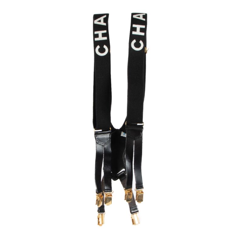 Chanel Black Logo Suspenders ○ Labellov ○ Buy and Sell Authentic
