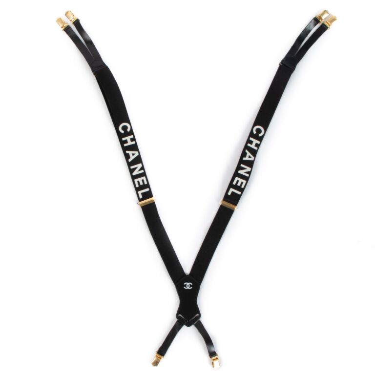Chanel Black Logo Suspenders ○ Labellov ○ Buy and Sell Authentic
