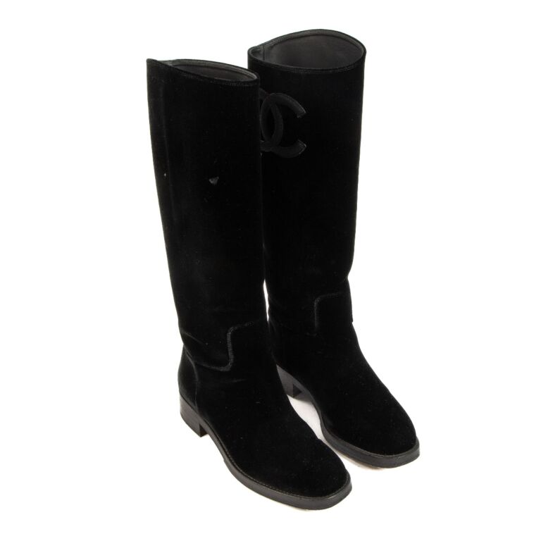 Chanel Black Velour CC Boots - size 37 ○ Labellov ○ Buy and Sell Authentic  Luxury