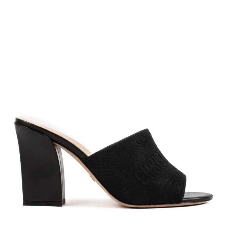 Dior Black Dway Heeled Mules - Size 38 ○ Labellov ○ Buy