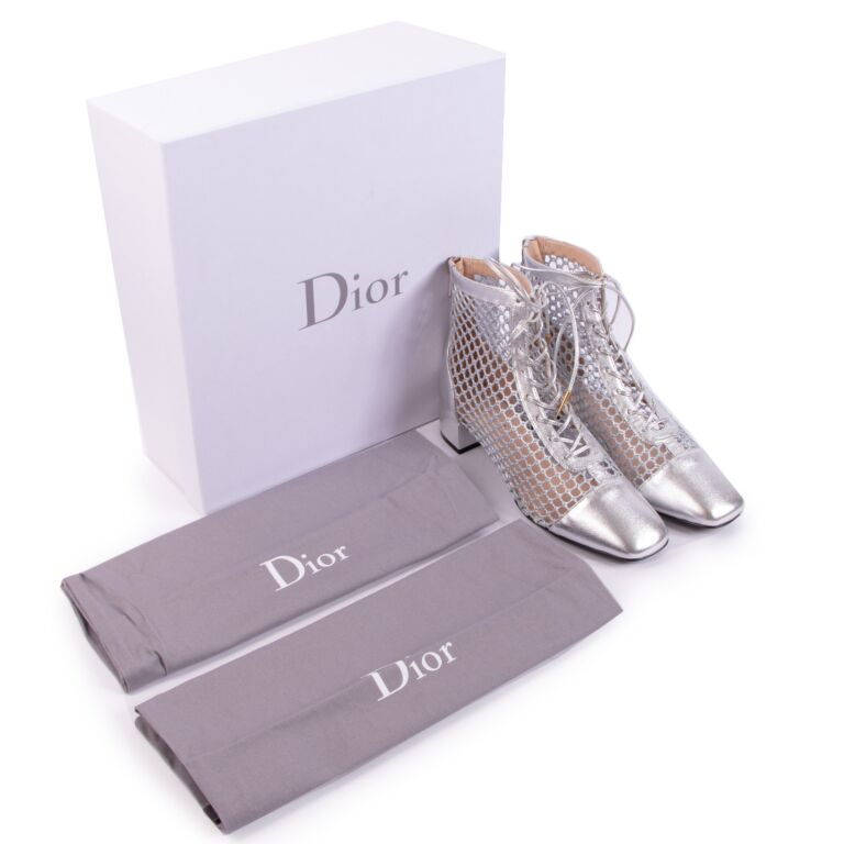 Christian Dior Silver Laminated Lambskin Leather Fishnet Naughtily