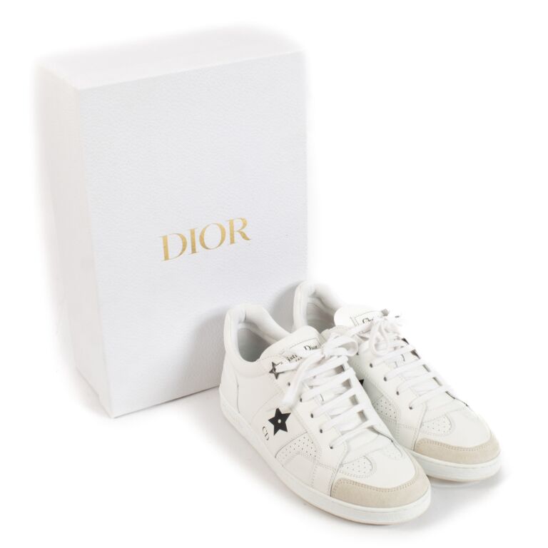 Christian Dior White Calfskin and Suede Star Sneakers - size