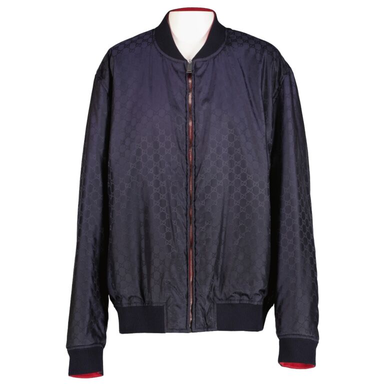 Gucci Blue Red GG Reversible Bomber Jacket size 50 Labellov
