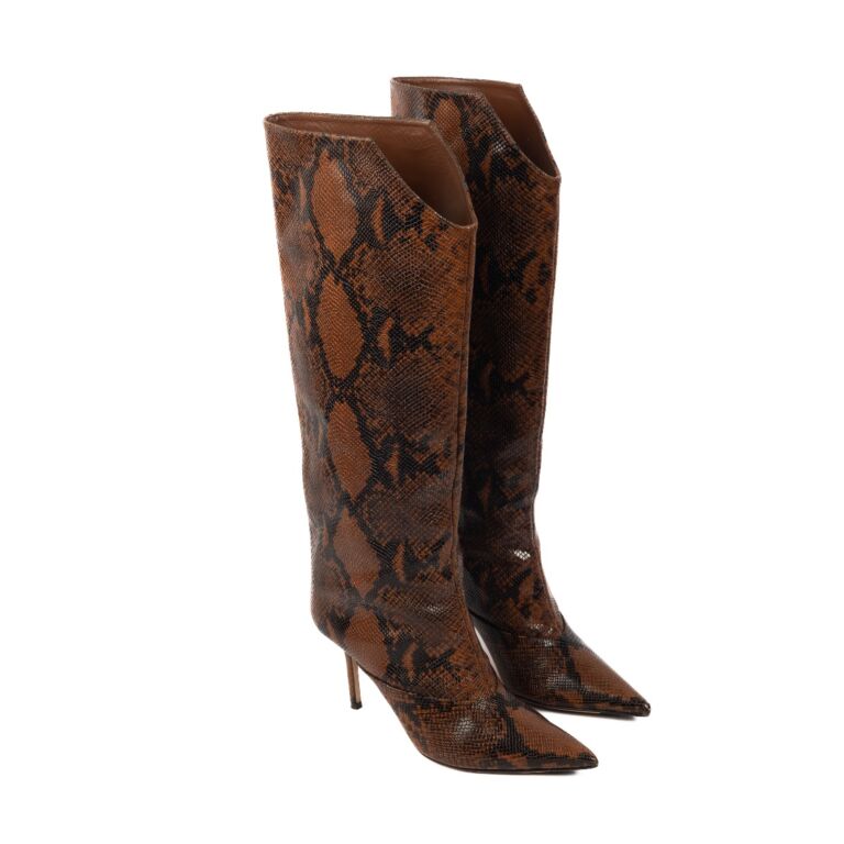 Jimmy Choo Brown Snake Print Mavis Boots size 38 Labellov Buy and Sell Authentic Luxury