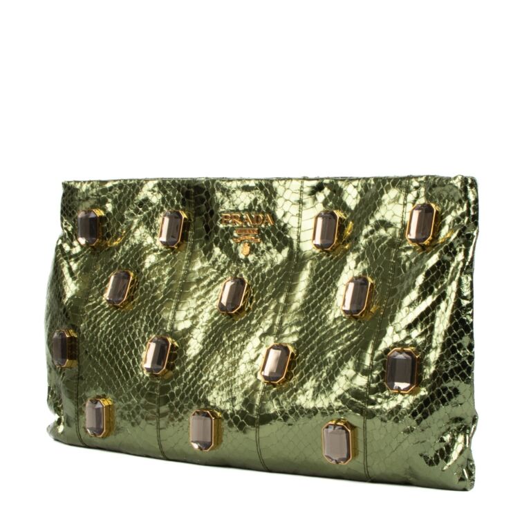 Prada hot sale green clutch