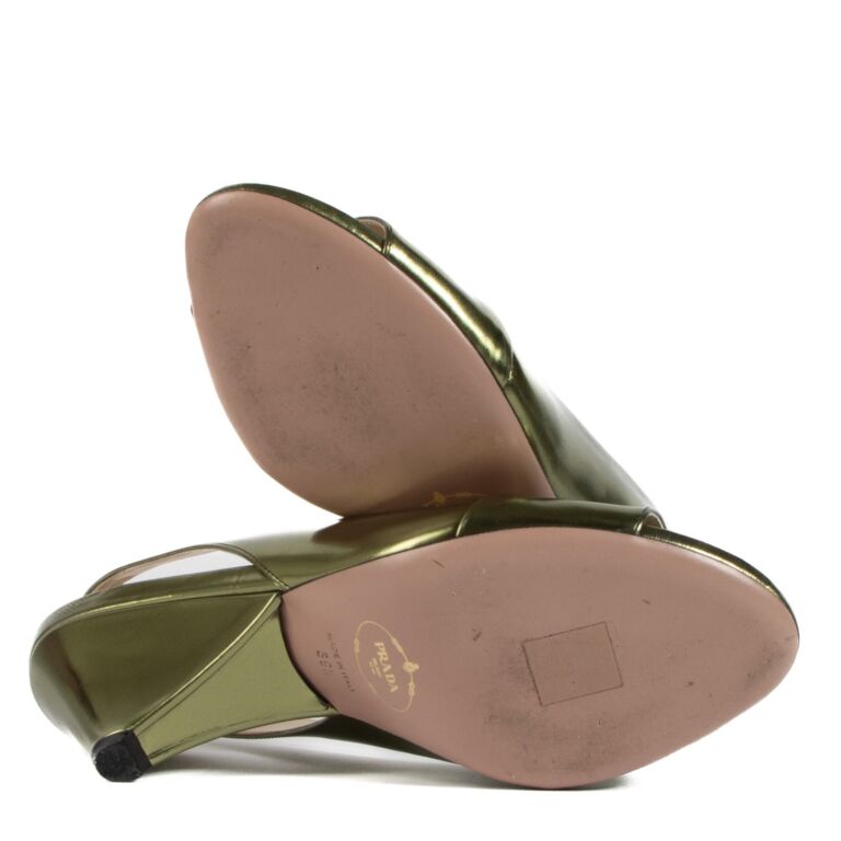 Prada Metallic Green Slingback Pumps - Size 39 1/2
