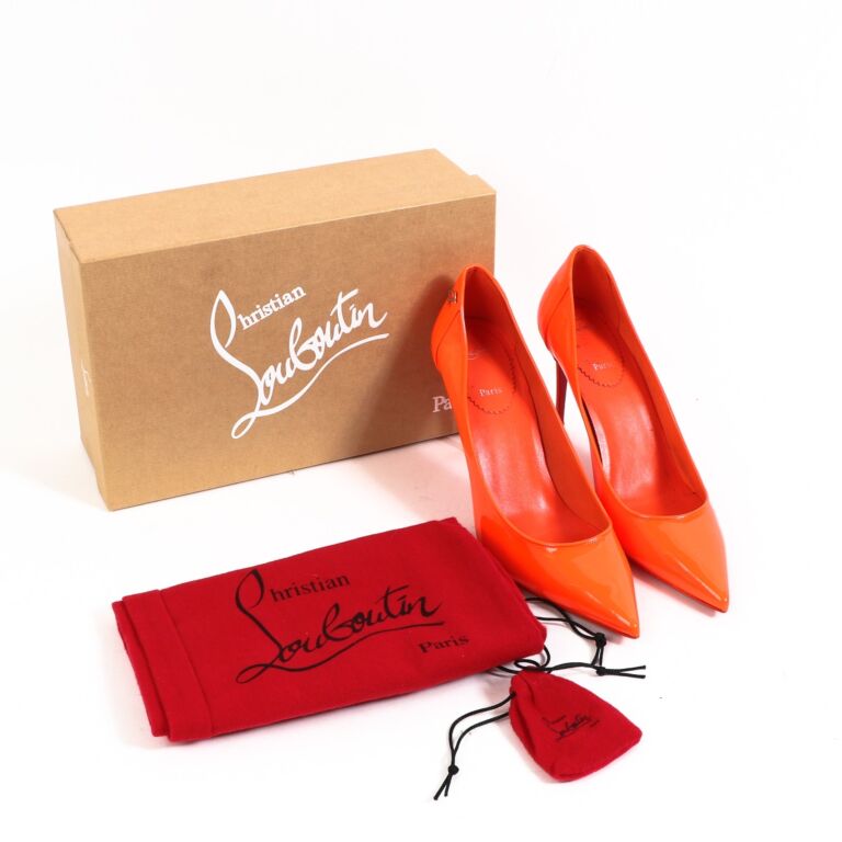 Christian Louboutin Orange Patent Leather Sporty Kate 85 Christian Louboutin Orange Patent Leather Sporty Kate 85