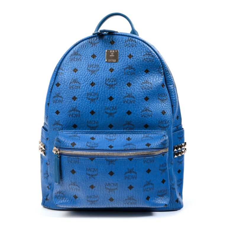 MCM Stark Leather x Studs Royal Blue Backpack, Luxury, Bags & Wallets on  Carousell