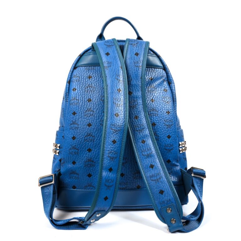 MCM Backpack Visetos Medium Estate Blue in Leather/Nylon with Silver-tone -  US