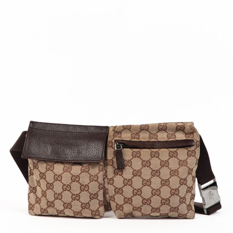 Gucci waist bag monogram gg best sale web strap beige