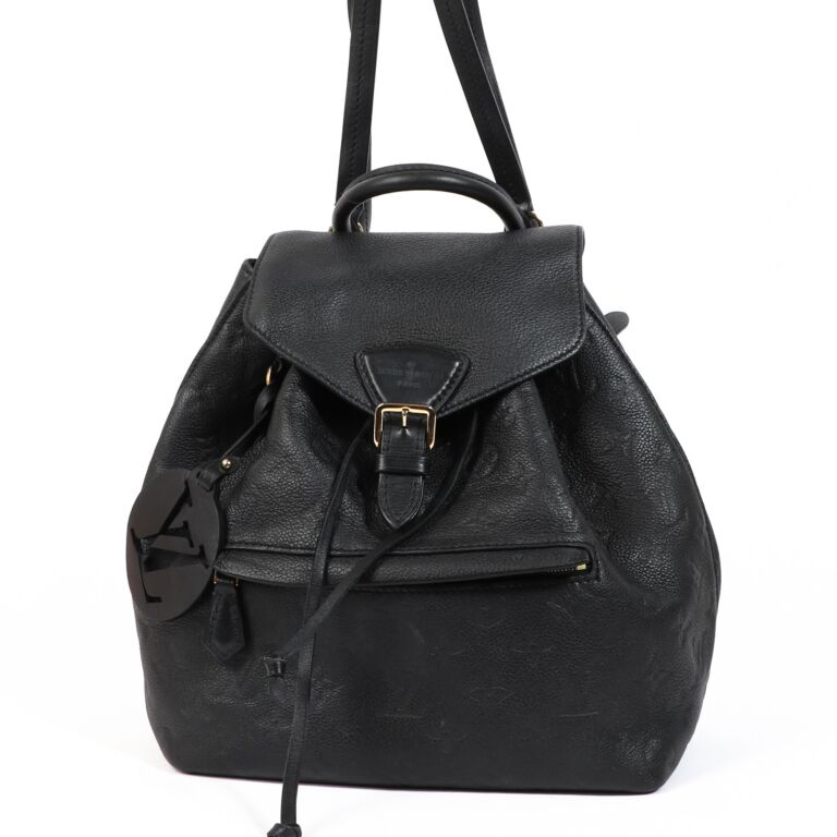 Louis vuitton black leather top backpack