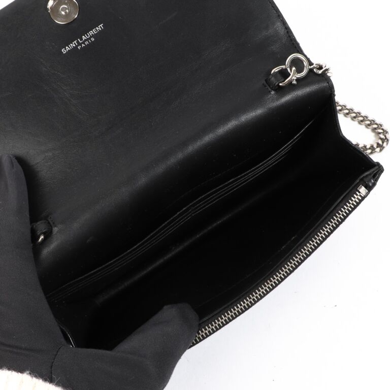 Saint Laurent Kate Patchwork Chain Wallet With Tassel Labellov