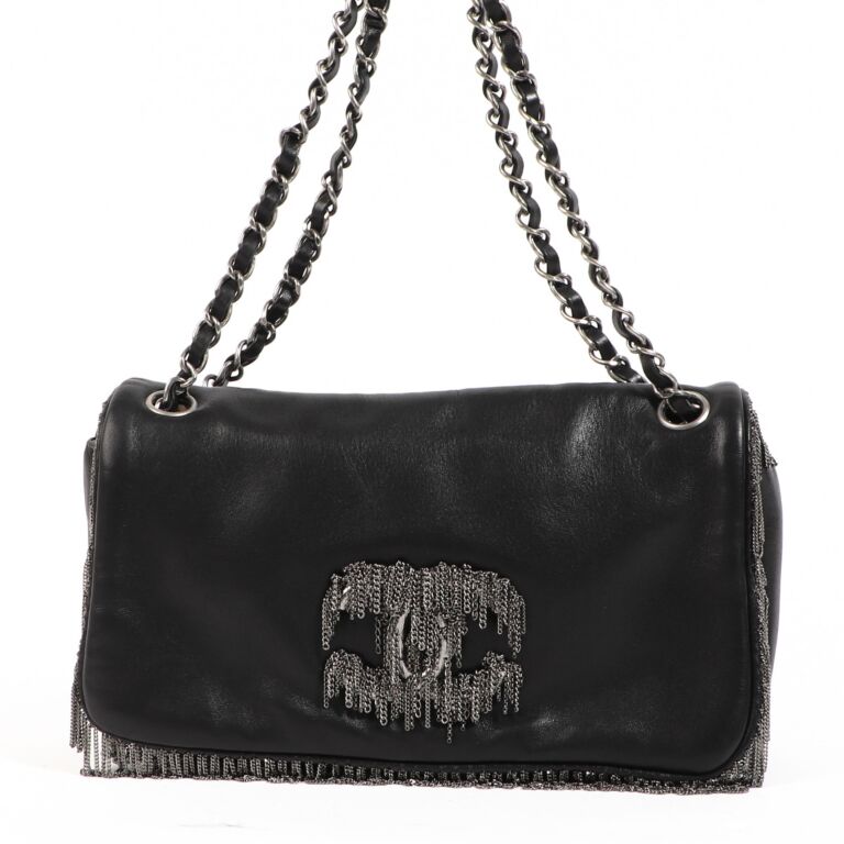 Chanel Black Leather Chain Fringe Shoulder Bag ○ Labellov ○ Buy