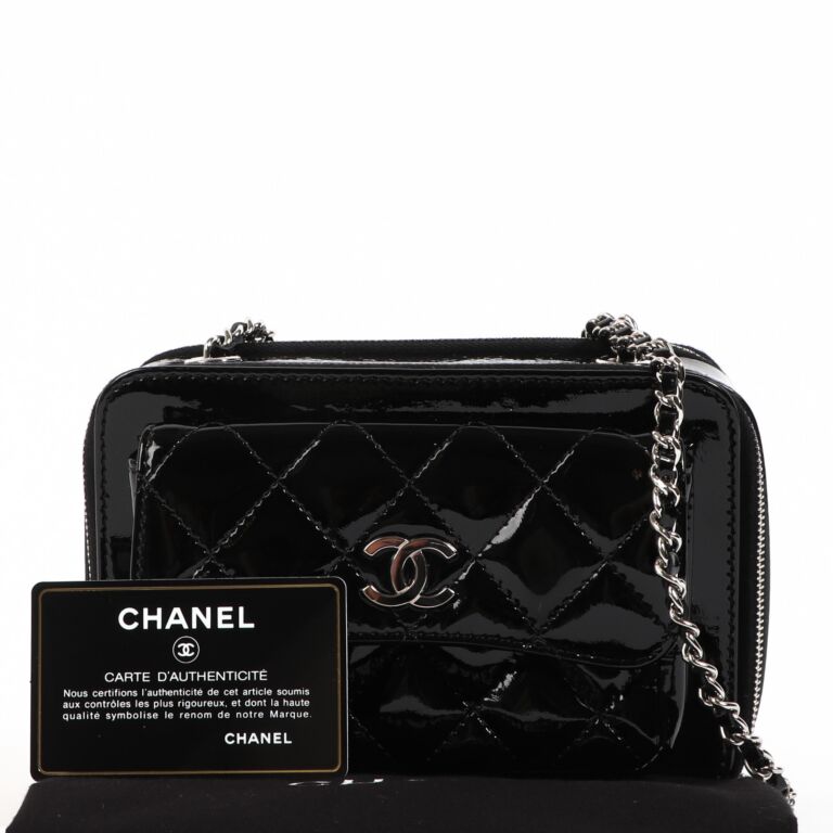 Chanel black leather crossbody bag on sale