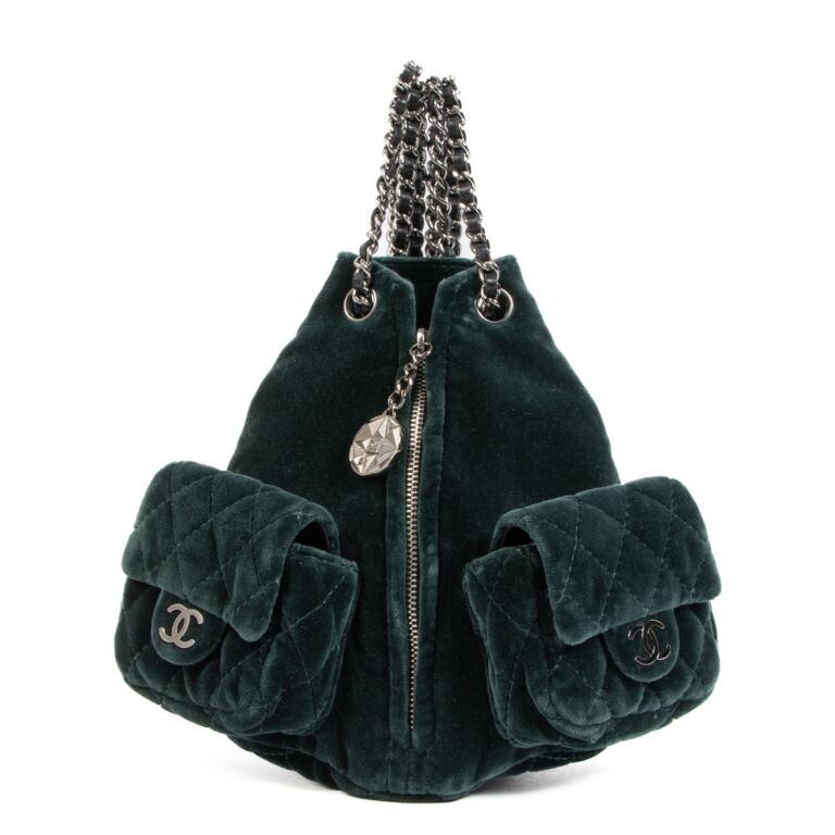 Green velvet backpack outlet