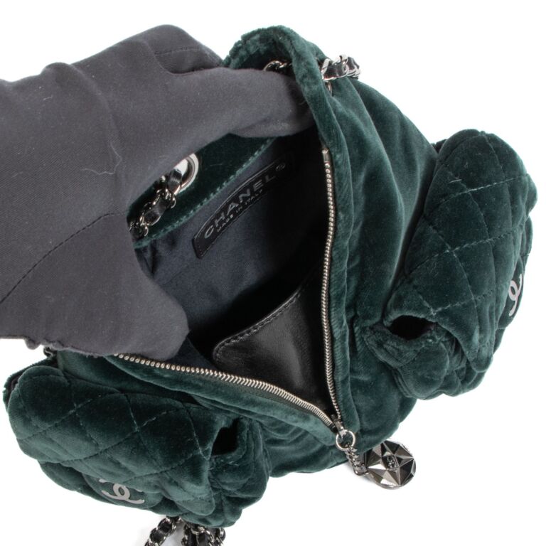 Chanel Green Velvet Mini Backpack Labellov Buy and Sell
