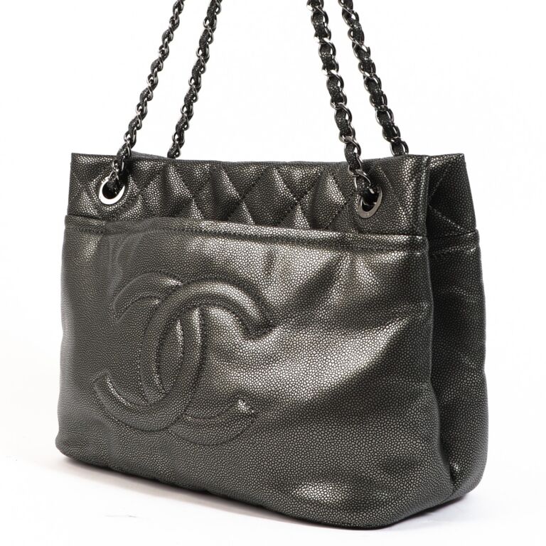Chanel shopping online bag grey