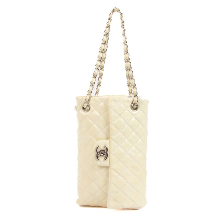 Chanel Beige Patent Leather Classic Flap Bucket Bag ○ Labellov