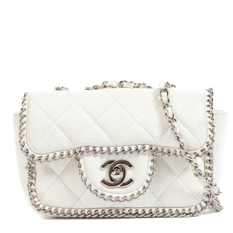 Chanel White Chain Around Extra Mini Classic Flap Bag ○ Labellov ○ Buy and  Sell Authentic Luxury