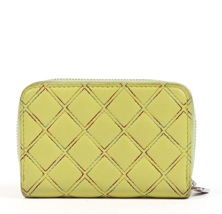 Yellow Quilted Lambskin Classic Zippy Wallet