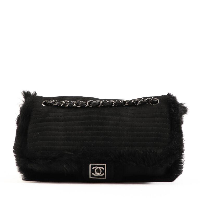 Chanel black fur best sale bag
