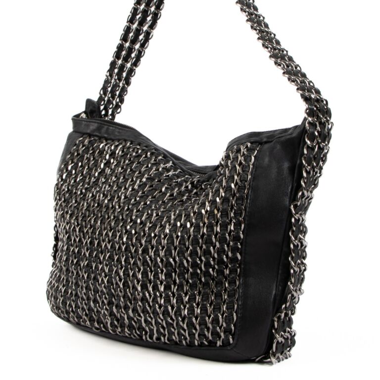 chanel woven leather bag