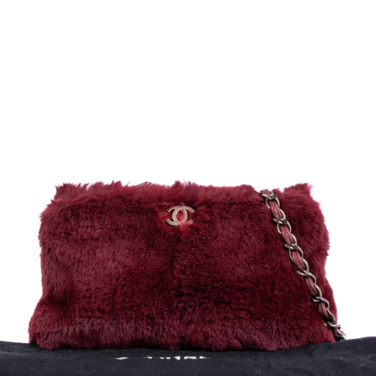 Chanel Burgundy Rabbit Fur Chain Clutch Bag Labellov Buy and Sell Authentic Luxury