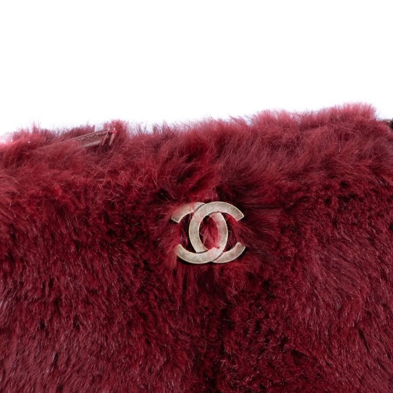Chanel Black Rabbit Fur Chain Drip Clutch 858748