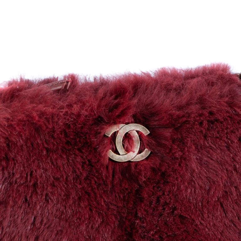 Chanel Burgundy Rabbit Fur Chain Clutch Bag Labellov Buy and Sell Authentic Luxury