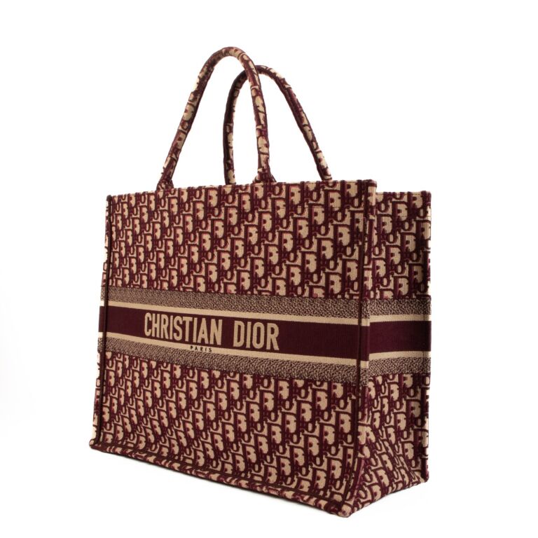 Dior burgundy sales tote bag