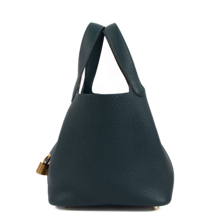 ◆VINTAGE◆【HERMES】Picotin18*W刻印*クレマンスレザー*バッグ エルメス ピコタン ロック MM ビスキュイ/ゴールド金具 トリヨン