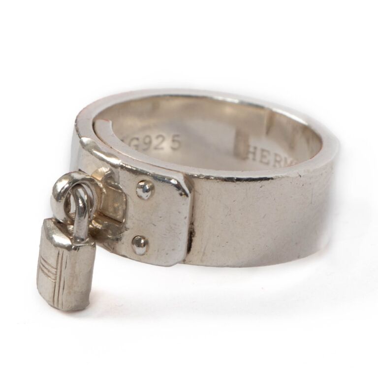 Hermès Vintage Silver Cadenas H Kelly Lock Charm Ring