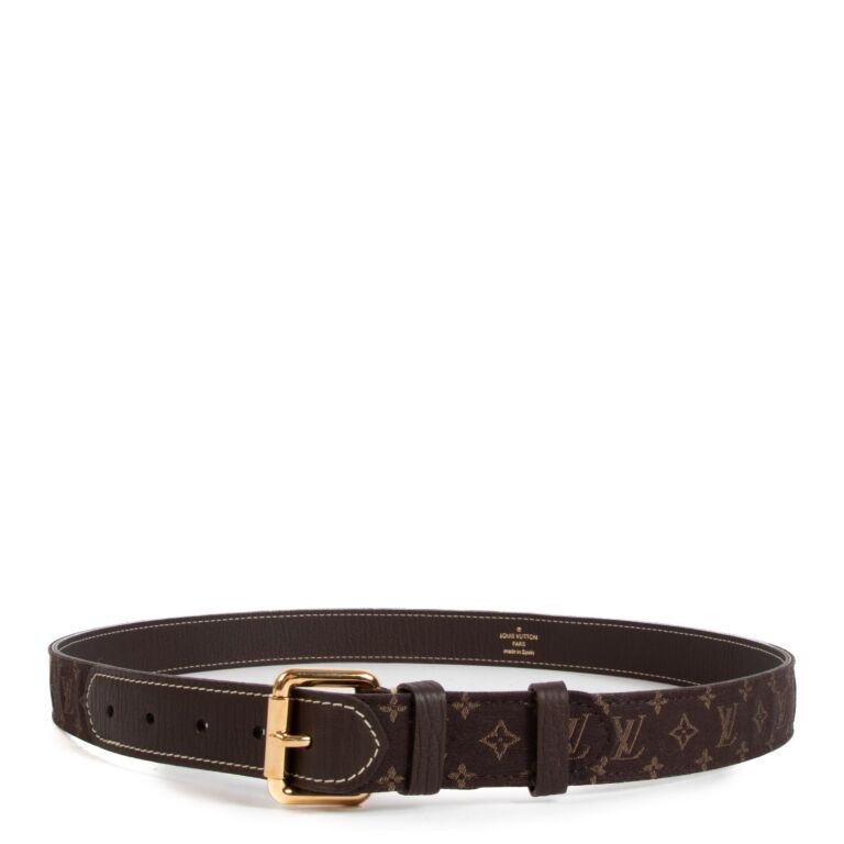Louis Vuitton Brown Mini Lin Belt size 90 Labellov Buy and