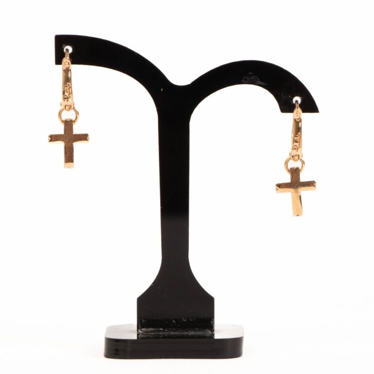 Pomellato Diamond Rose Gold Cross Earrings Labellov Buy and