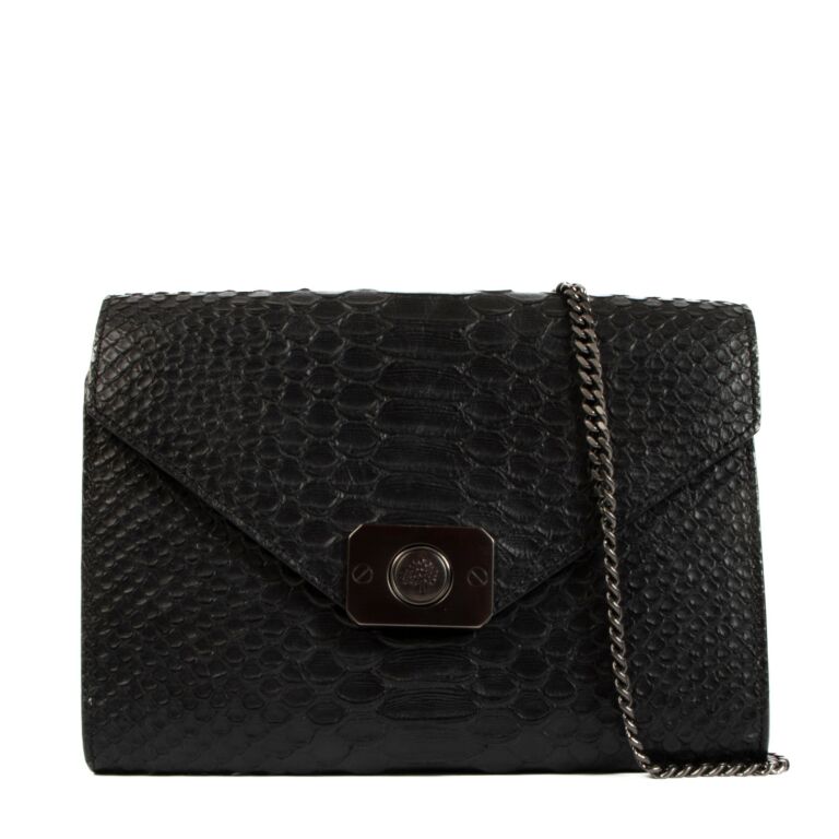 Mulberry Black Embossed Snake Leather Delphie Shoulder Bag