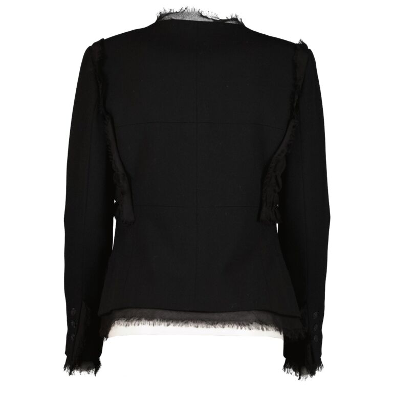 Chanel 04P Black Wool Frayed Edge Jacket ○ Labellov ○ Buy