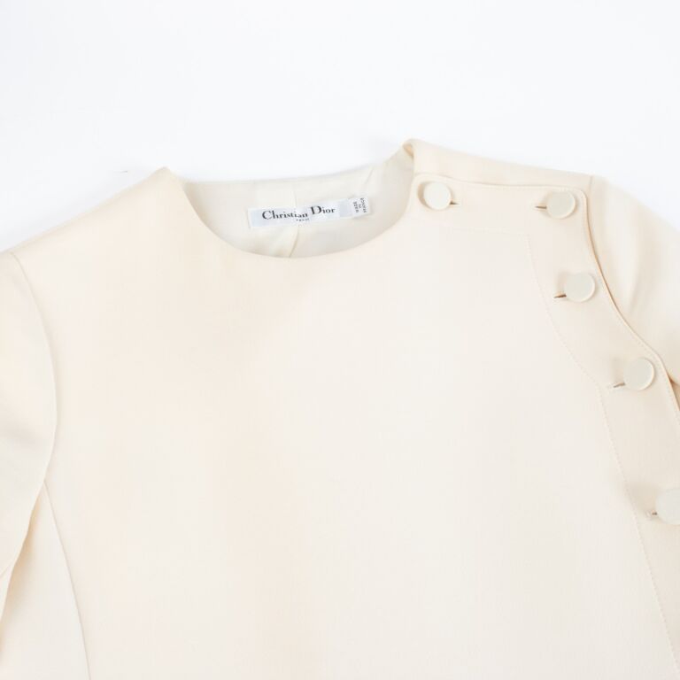 Christian dior ワンピース 金 ボタン Christian Dior Cream Button Up Dress ○ Labellov ○ Buy and