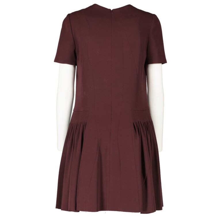Christian Dior Burgundy Pleated Dress - Size FR36