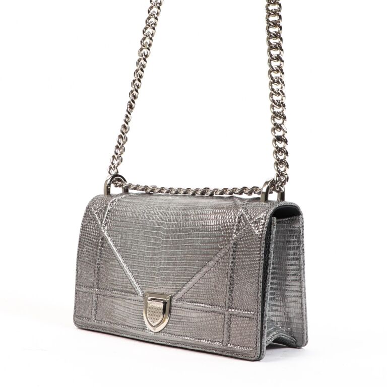 CHRISTIAN DIOR Handbags - Diorama Silver Perforated Leather Bag