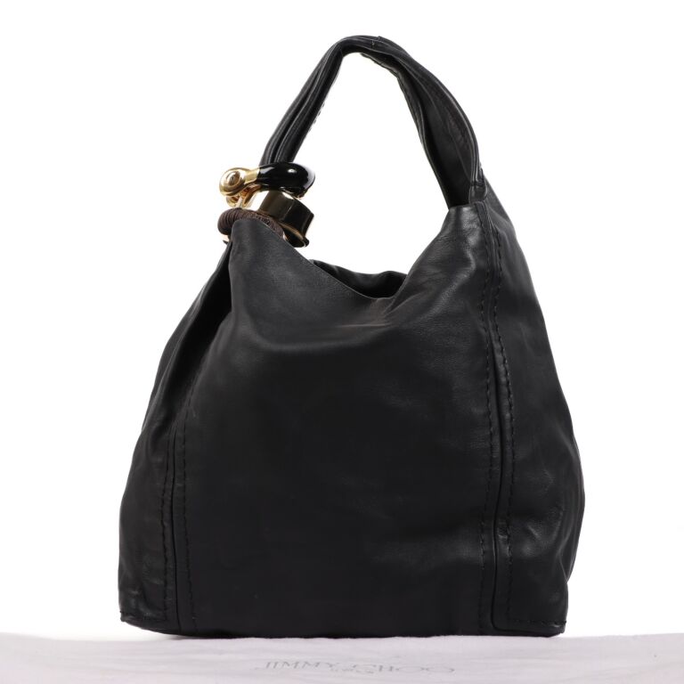Jimmy Choo Black Leather Ayse Shoulder Bag - Yoogi's Closet