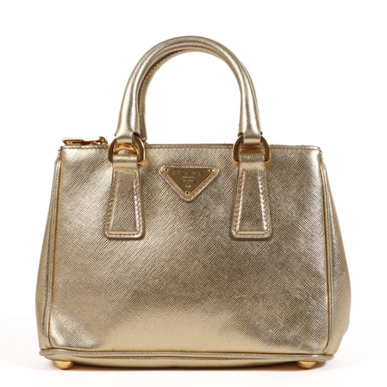 Prada Gold Galleria Saffiano Leather Mini Bag Labellov Buy