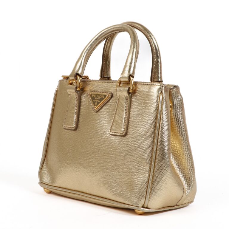 Prada Gold Galleria Saffiano Leather Mini Bag Labellov Buy