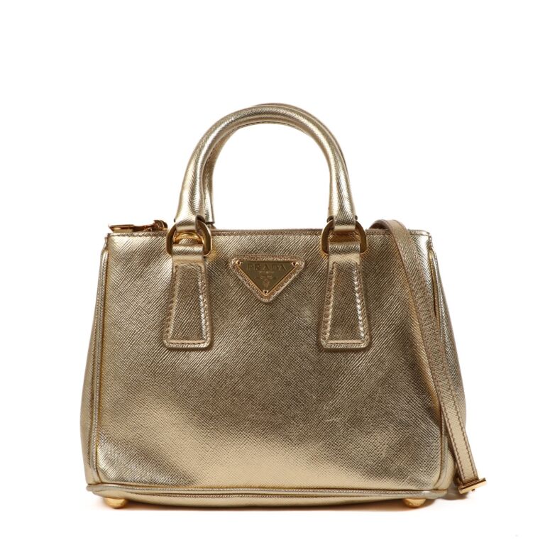 Prada Gold Galleria Saffiano Leather Mini Bag Labellov Buy