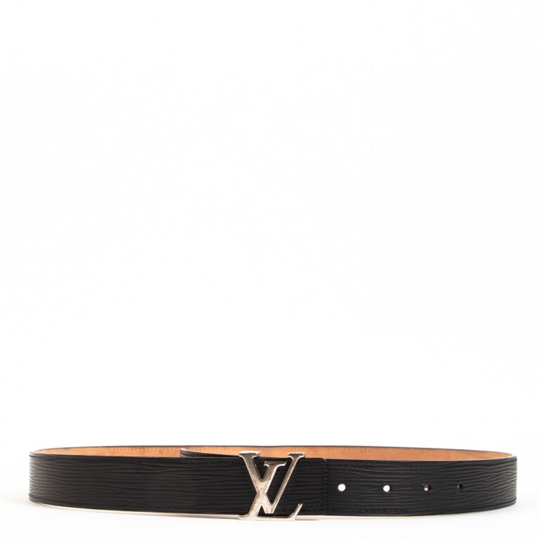 LOUIS VUITTON Epi LV Initiales Belt 90 36 Black 119003