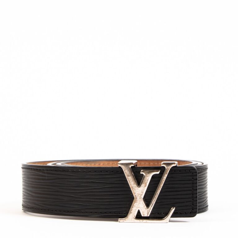 Louis Vuitton Black Taiga Leather LV Initiales Belt 90 CM Louis