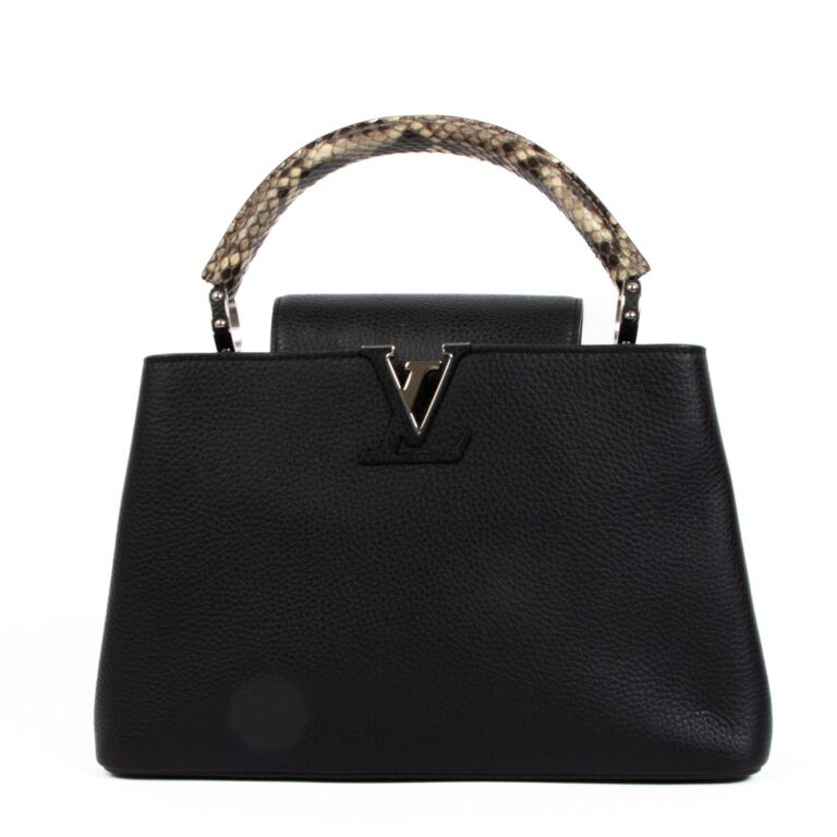 Louis Vuitton Black Taurillon Python Capucines PM