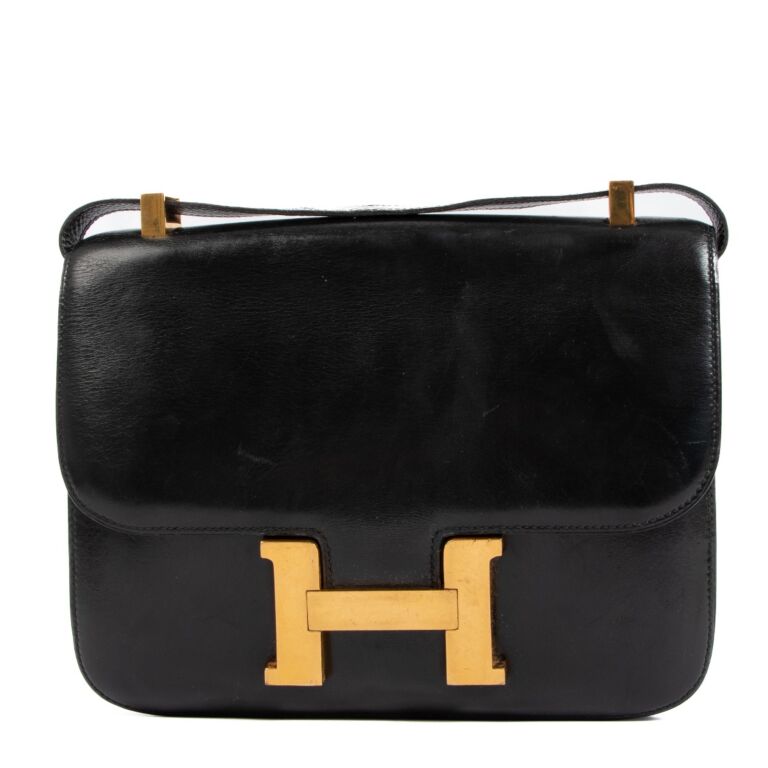 Hermes Black Box Calf Leather Gold Hardware Constance 23 Bag Hermes