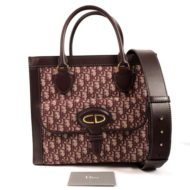 Christian Dior Burgundy Monogram Oblique Tote Bag Labellov Buy and Sell Authentic Luxury