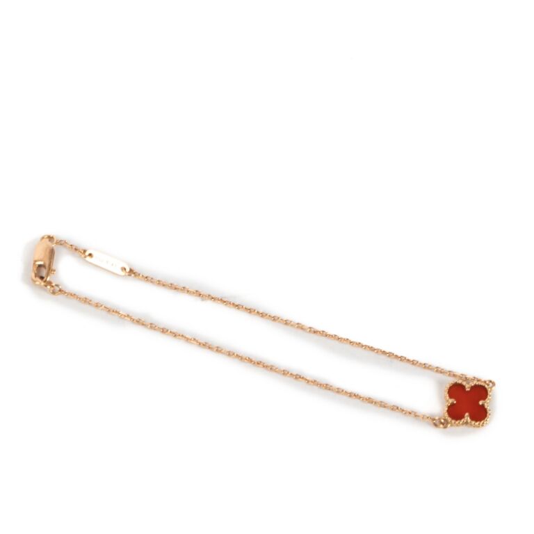 Van Cleef & Arpels Bracelet Sweet Alhambra Heart Motif Red Carnelian 750RG  | eBay