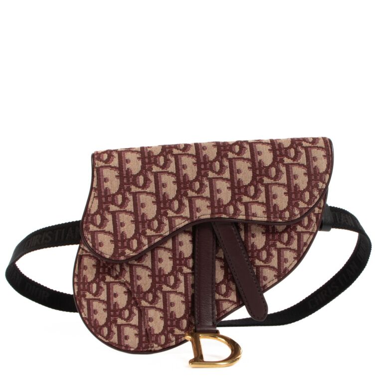 Christian Dior Lovely Dior Saddle pouch in red oblique monogram canvas  Garniture en métal argenté Cotton ref323702  Joli Closet